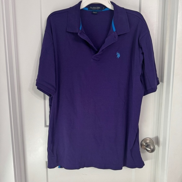 U.S. Polo Assn. Other - U.S. Polo Assn. Luxury Feel Purple Polo Shirt with Blue Accents Short Sleeve LT
